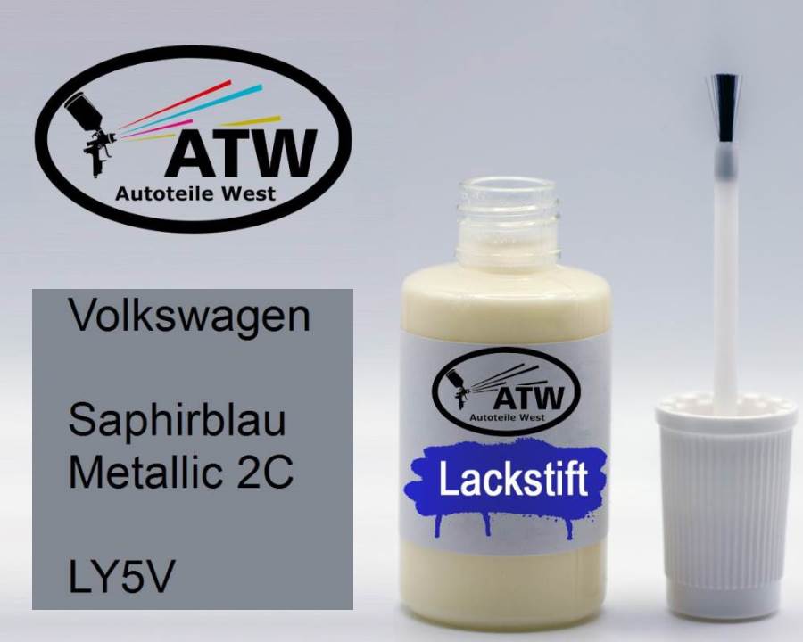 Volkswagen, Saphirblau Metallic 2C, LY5V: 20ml Lackstift, von ATW Autoteile West.